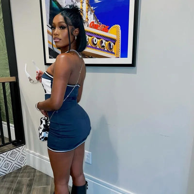 European and American foreign trade 2024 summer new fashion letter printing tube top sexy short slim dress