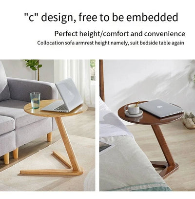 Nordic Style Solid Wood Side Table Sofa Side Table Living Room Small Coffee Table for Small Spaces Bedroom Rustic Walnut