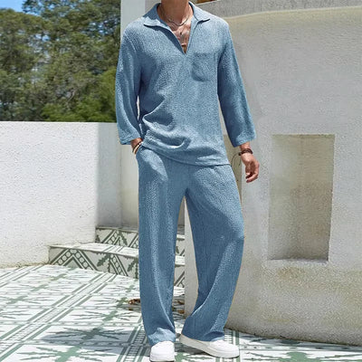 2024 Spring Summer Casual Cotton Shirts And Pants Suits Men Vintage Half Sleeve Irregular Cardigan Two Piece Sets Mens Outfits