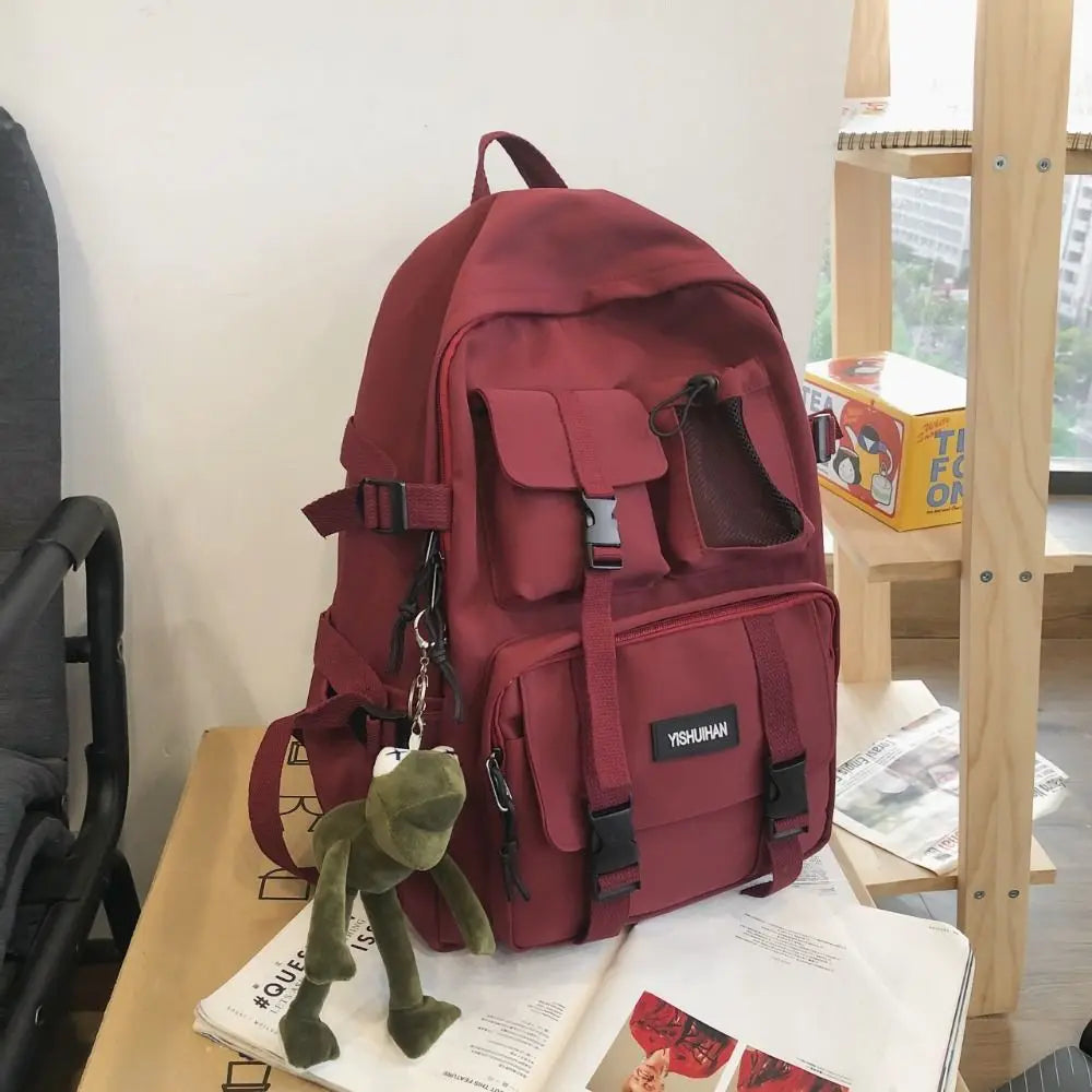 Casual Nylon Student Backpack Canvas Harajuku Shoulders Bag Rucksack Large Capacity School Bag Lady