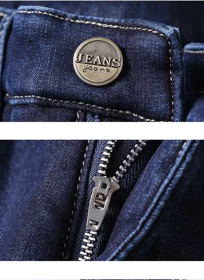 Men's Wool Velvet Jeans Winter Fleece Thickened Business Casual Straight Denim Pants Soft Cozy Thermal Stretch Trousers Male