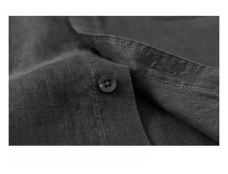 2025 Summer New Breathable Thin 100% Linen Short Sleeve Shirt for Men Casual Turn-down Collar Classic Shirt DC927