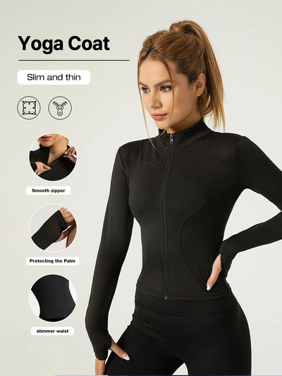 Jackets Women Coat Moisture Wicking Fitness Jackets Yoga Coat Women Shacket Stretchy Running Wear Slim Fit Sports Outerwear