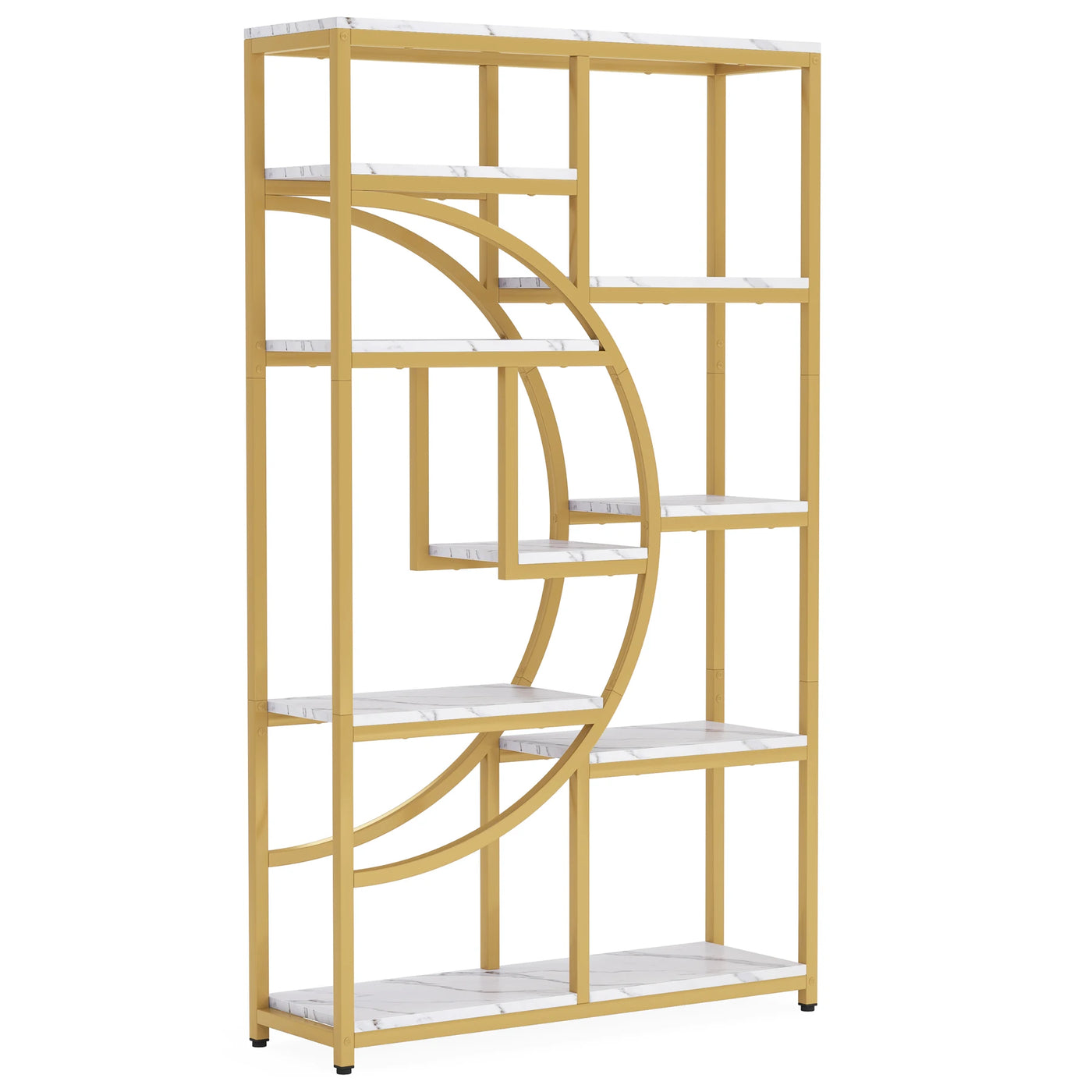 Bookshelf Industrial 5 Tier Etagere Bookcase, Freestanding Tall Bookshelves Display Shelf Storage Organizer