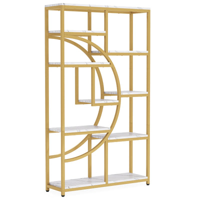Bookshelf Industrial 5 Tier Etagere Bookcase, Freestanding Tall Bookshelves Display Shelf Storage Organizer