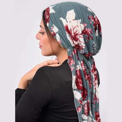 2024 New Women Pre-Tied Turban Cap Muslim Hijab Cancer Chemo Flower Print Hat Cover Hair Loss Head Scarf Wrap Strech Bandana