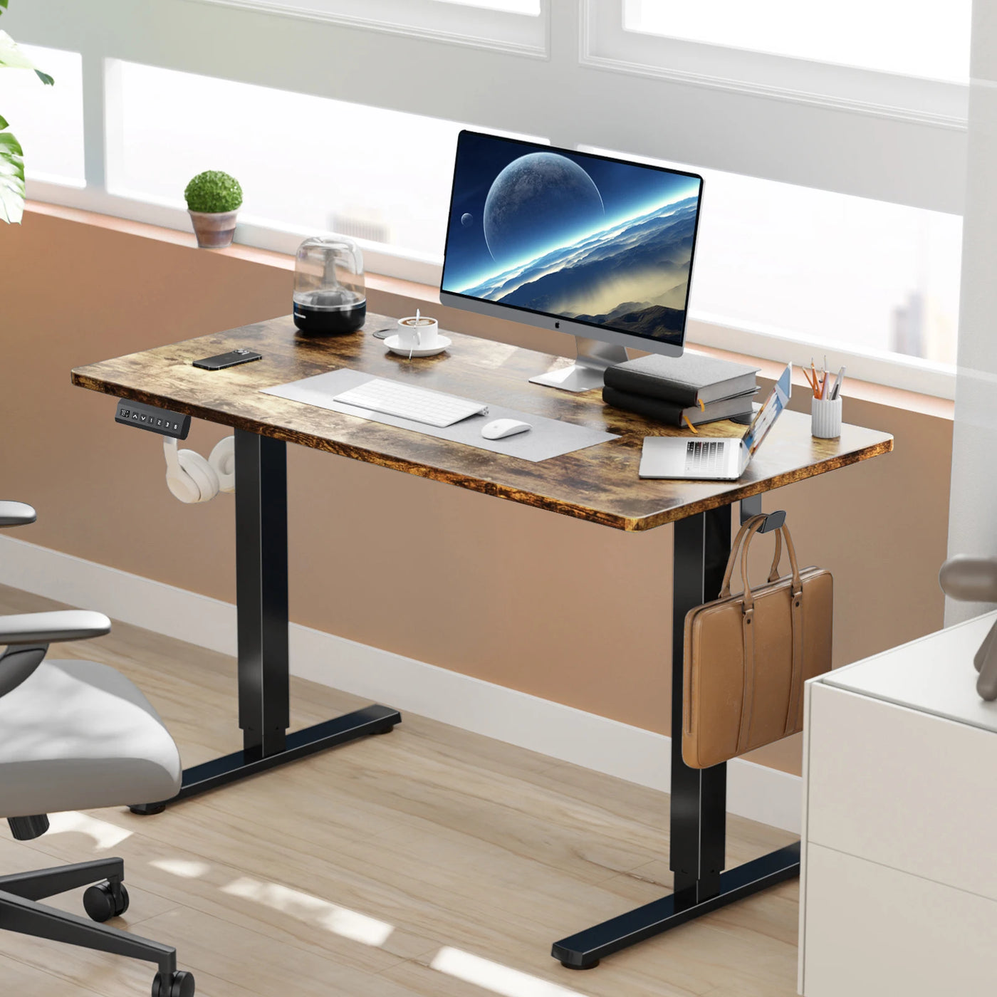 JHK Electric Desk Height Adjustable 63x24 Inch Stand Up Sit Stand Computer Workstation Ergonomic Work Table For Home Office