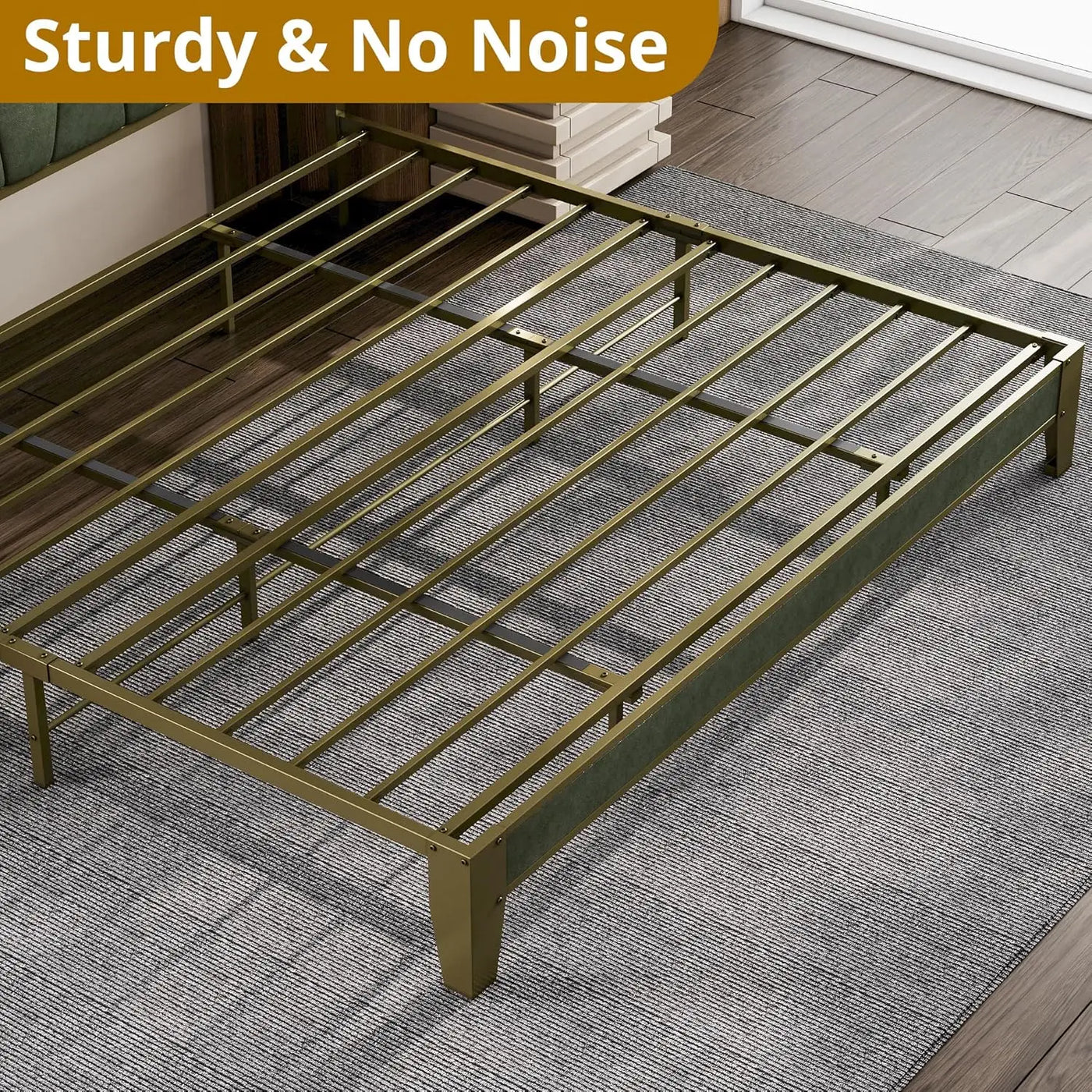 LIKIMIO Twin XL/Full/King/CaliforniaKing Bed Frame, Storage Headboard with Charging Station, No Box Spring Needed, Dark Green