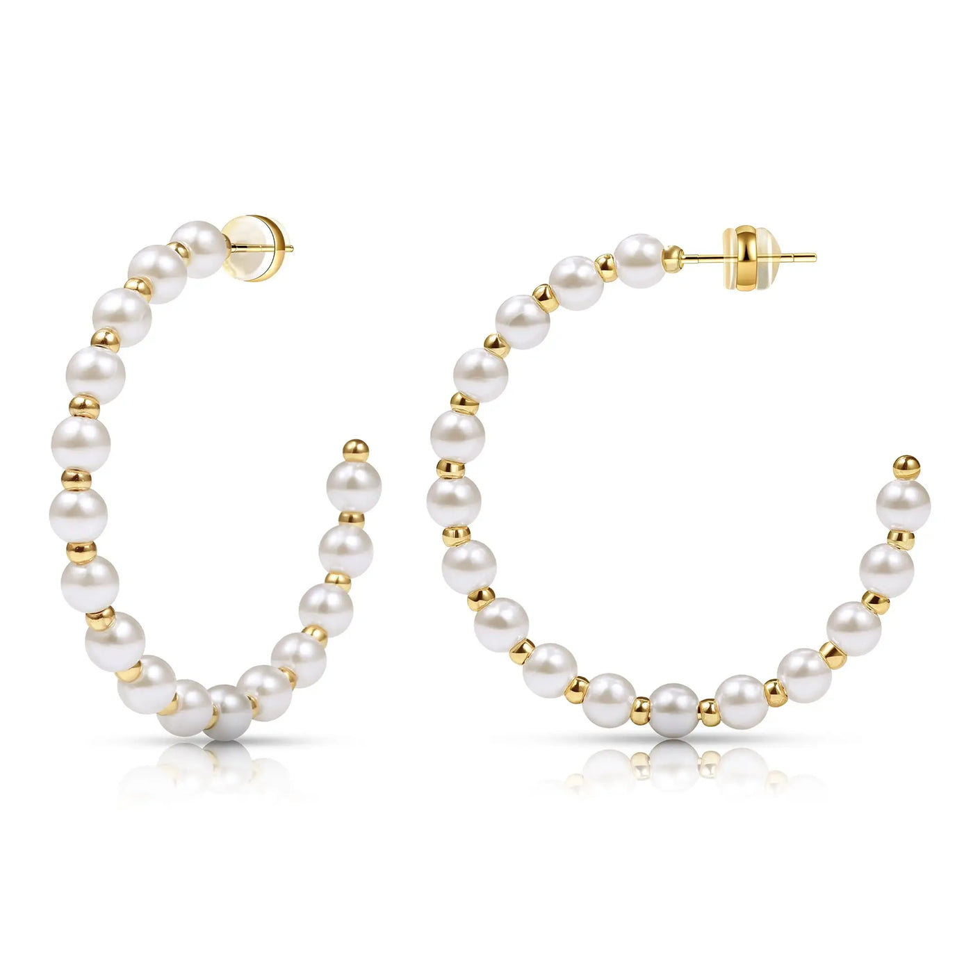 Shevalu New Women Elegant Pearl Hoop Earrings Lady Classic Design Multi-Size Earrings Luxury Hoops With 925 Sterling Silver Post