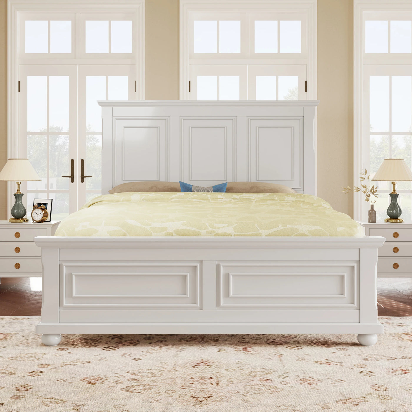 Traditional Town and Country Style Pinewood Vintage King Bed Frame,