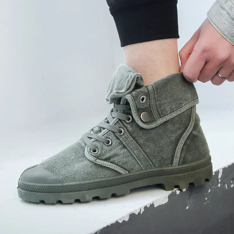 Ankle Boots for Men Sneakers Lace-up Outdoor Men Casual Shoes Flats Breathable Comfortable Canvas Shoes Male Zapatos Hombre