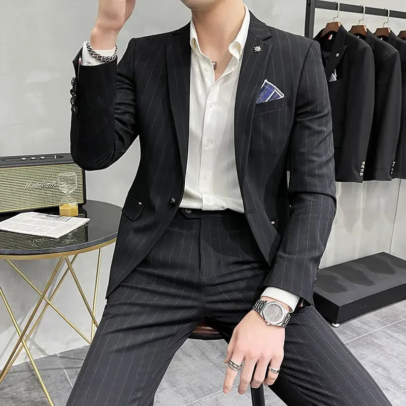 High-Quality Two-Piece Groom Wedding Suit Business Casual Banquet Costume for Men Luxury Ensemble with Trousers