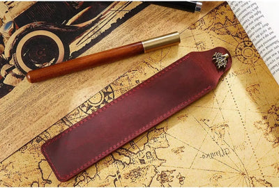 Genuine Leather Pen Case Cowhide Stationery Pencil Holder Bag Pen Pouch for Travel Notebook Journal Pen Cover
