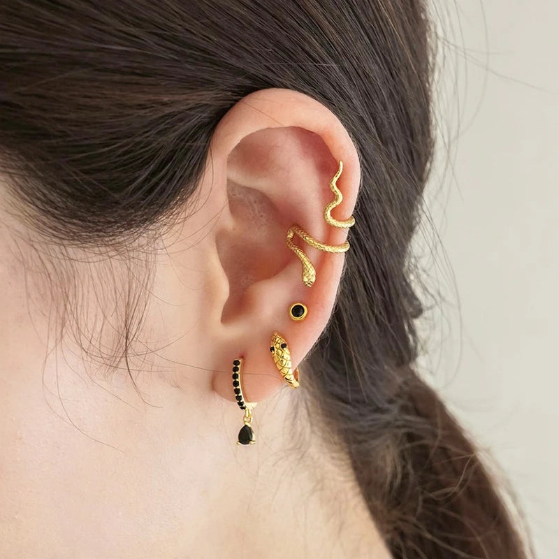 925 Sterling Silver Needle Fashion Round Pendant Small Earrings Luxury Gold Hoop Earrings for Women Premium Black Jewelry Gifts