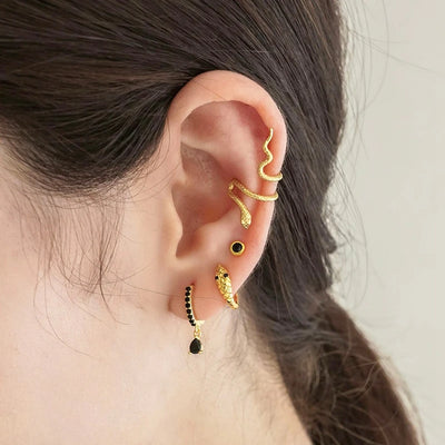 925 Sterling Silver Needle Fashion Round Pendant Small Earrings Luxury Gold Hoop Earrings for Women Premium Black Jewelry Gifts