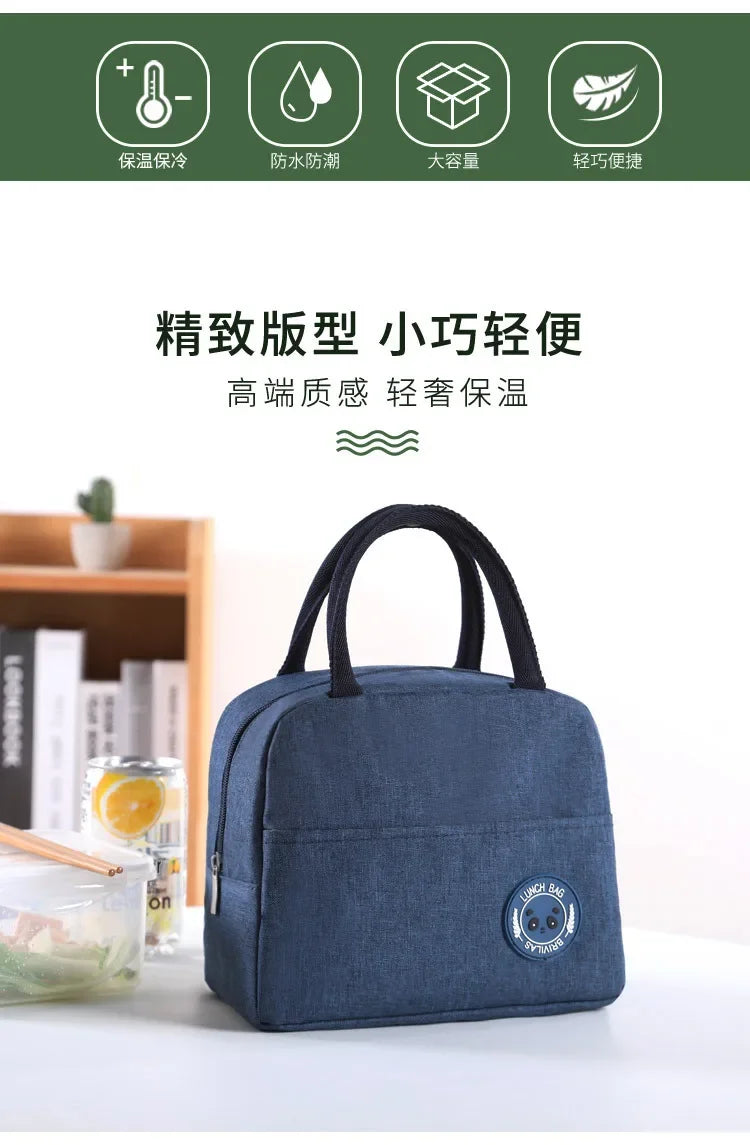 Functional Pattern Cooler Lunch Box Portable Insulated Canvas Lunch Bag Thermal Food Picnic Lunch Bags For Women Kids