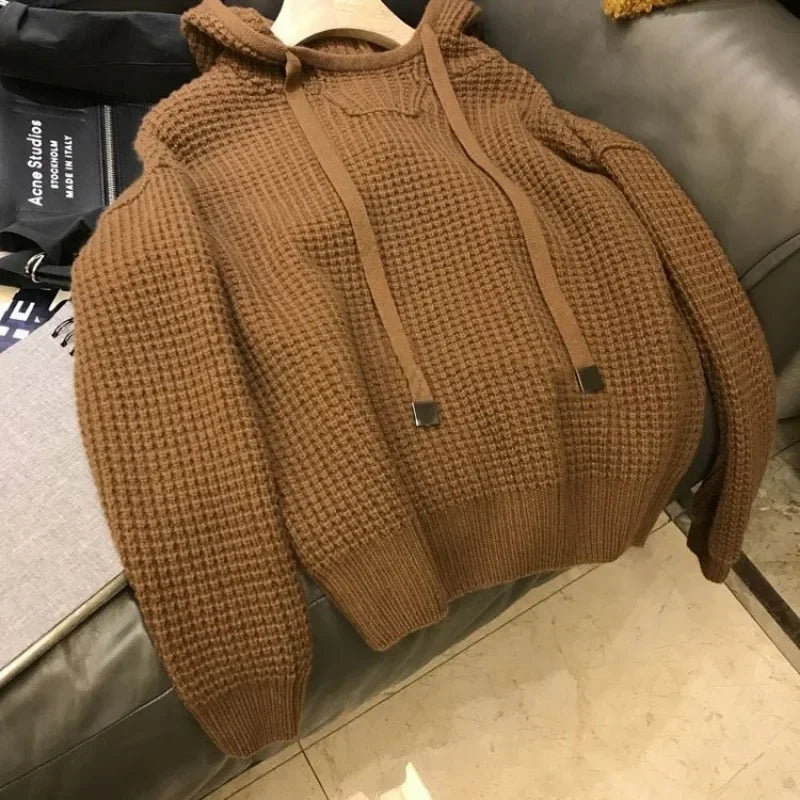 Knit Sweater Male Pullovers Plain Solid Color Men's Clothing Hoodies Coat Jacket Red Fashion 2024 High Quality Replica Elegant A