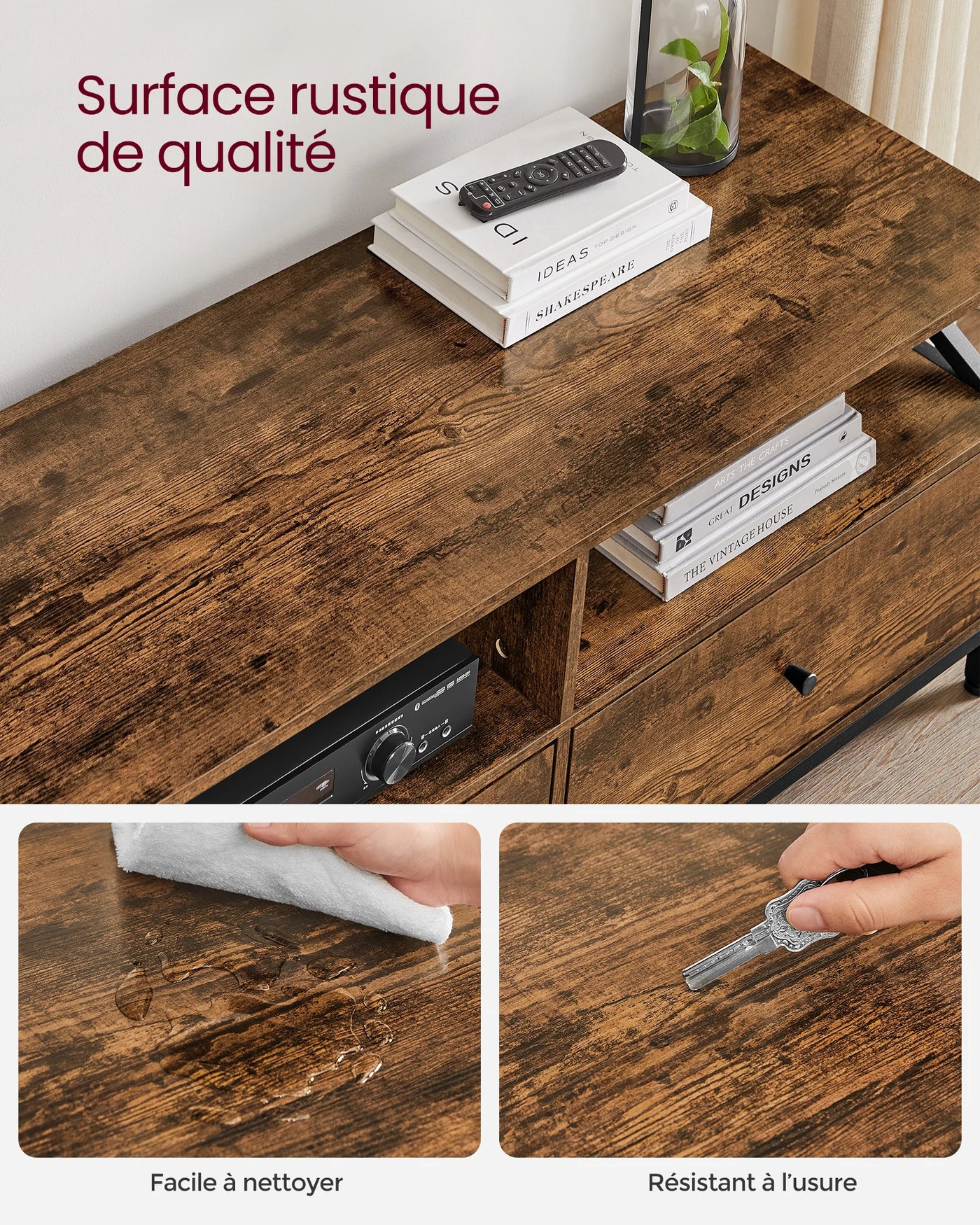 TV Stand, TV Cabinet for up to 80 Inch TV, TV Table with 3 Drawers and 3 Open Shelves, 40 x 178 x 50 cm, for Living Room