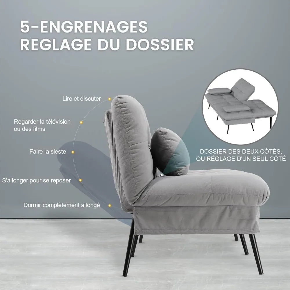 Sofa Bed with Sleep Function - Convertible Cushion Cover - Corner Sofa -3-seater Guest Sofa - with Adjustable Backrest
