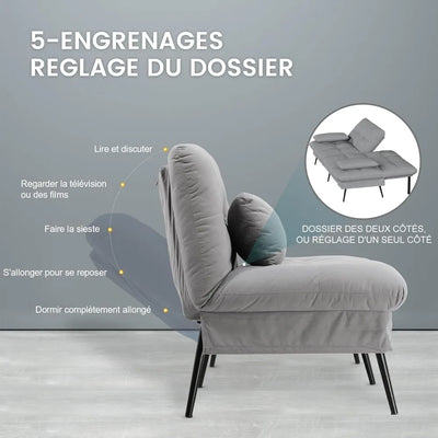 Sofa Bed with Sleep Function - Convertible Cushion Cover - Corner Sofa -3-seater Guest Sofa - with Adjustable Backrest