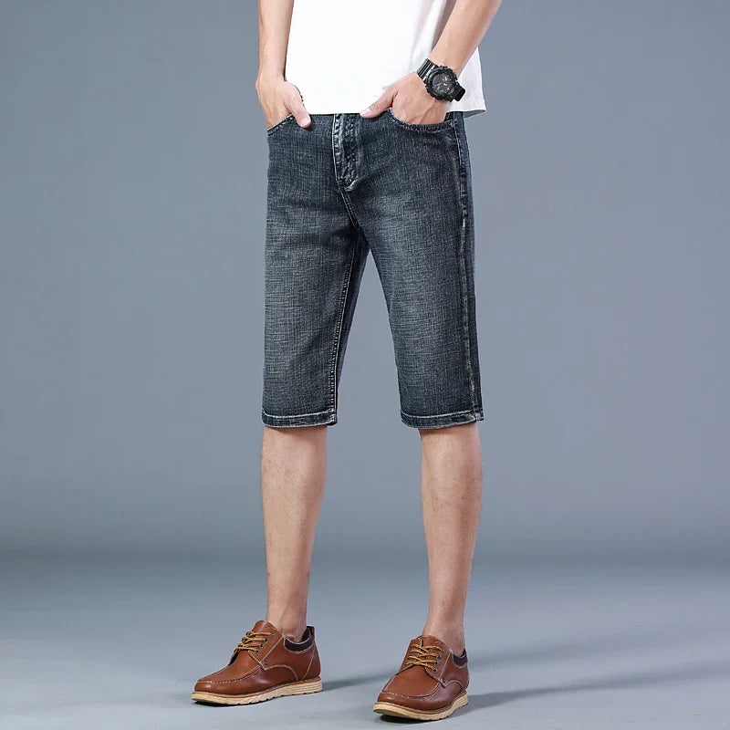 2024 New in SULEE Brand Summer  Men's Stretch Short Jeans Fashion Casual Slim Fit High Quality Elastic Denim Shorts Male Clothes