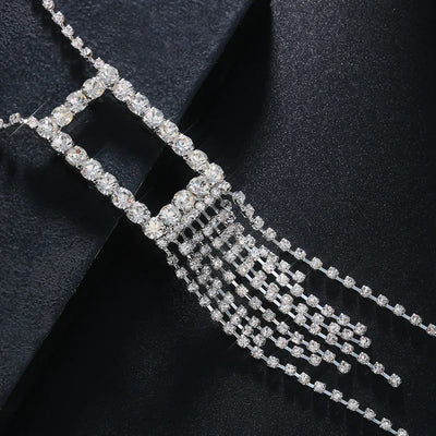 Stonefans Fashion Rhinestone Tassel Chest Chain for Women Sexy Decor Crystal Body Chain Bra Chest Jewelry Clothing Ornament