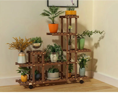 Household Balcony Flower Rack Solid Wood Multi-layer Indoor Outdoor Succulent Pot Rack Living Room Bonsai Hanging Pot Rack Table