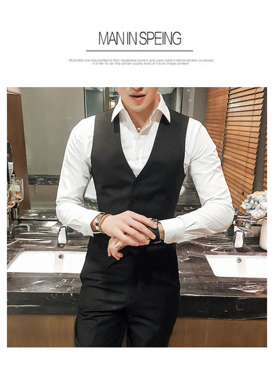 M-5XL Plus Size Men's Slim Fit Mens Suit Vest Casual Suit Vest Man Formal Businss Vests Male Waistcoat Gilet Homme XXXXXL