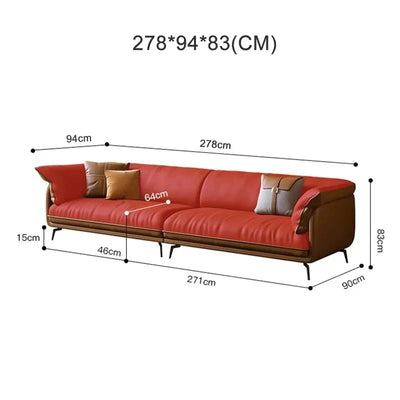 Modern Minimalist Living Room Leather Sofa  Apartment Furniture Set Combination Wtih Customzied Color