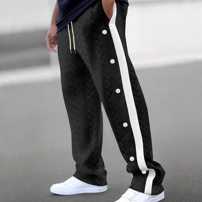 Jacquard Single-Breasted Side Stripe Sweatpants