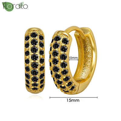 925 Sterling Silver Needle Fashion Round Pendant Small Earrings Luxury Gold Hoop Earrings for Women Premium Black Jewelry Gifts