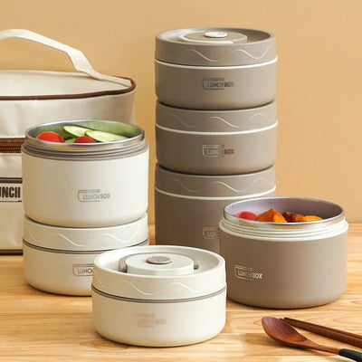 Microwavable Portable Insulated Food Container Lunch Box Stainless Steel Bento Box Insulated Leakproof Thermal Lunch Bag Set