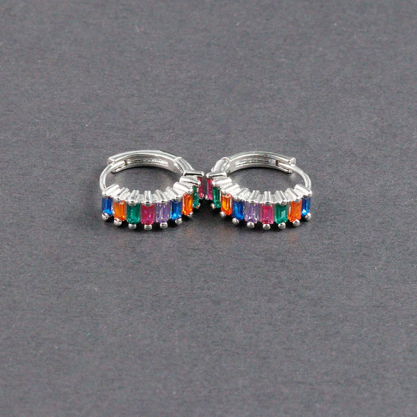Fashion Multicolor Zircon Crystal Small Hoop Earrings Women Stainless Steel Flower Square Cartilage Earring Piercing Jewelry
