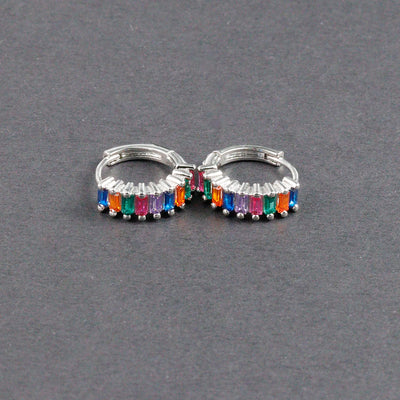 Fashion Multicolor Zircon Crystal Small Hoop Earrings Women Stainless Steel Flower Square Cartilage Earring Piercing Jewelry