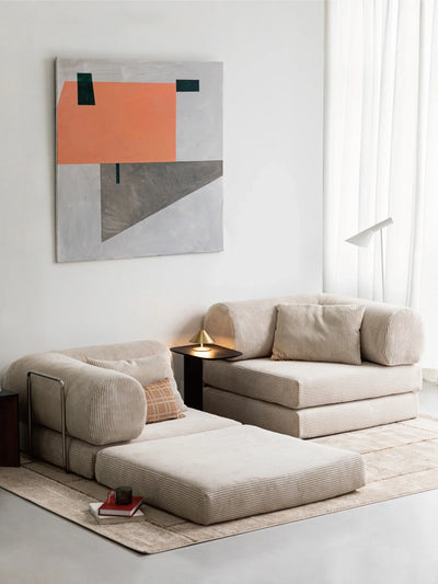 Italian Compressed Soft Sofa Convenient Minimalist Retro Corduroy Sofa Bed Foldable Washable Customizable for Living Room