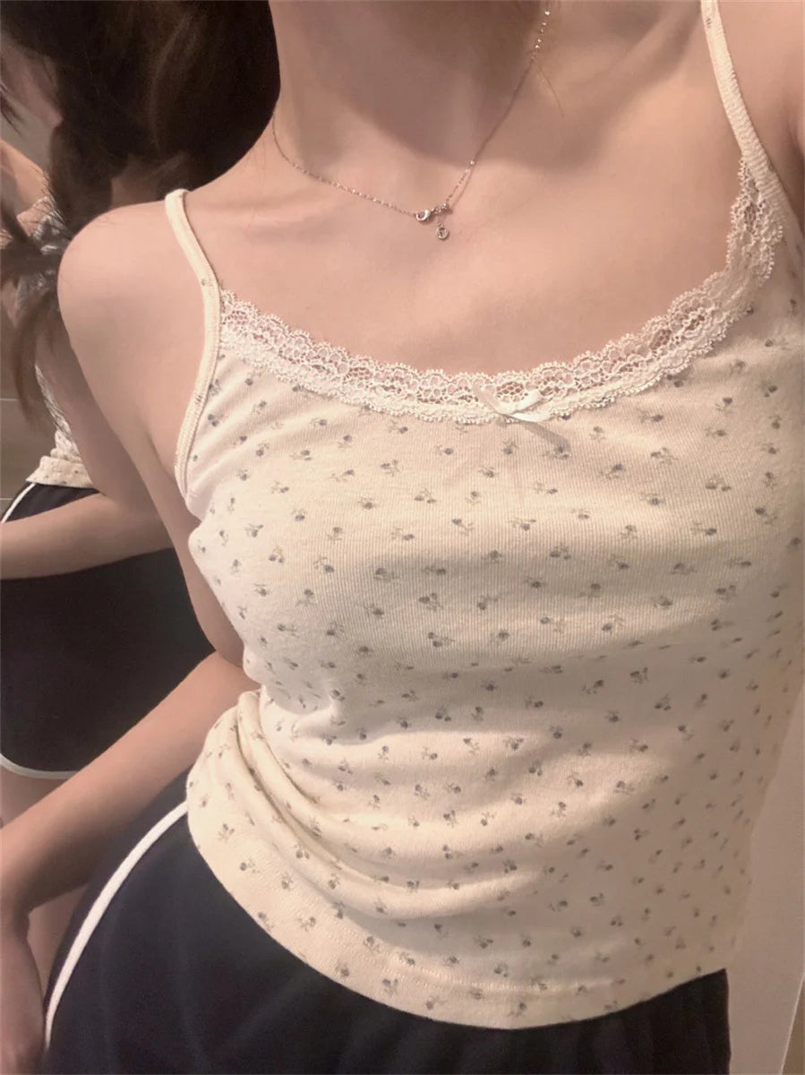 Y2k Short sleeve Sexy U Collar Floral Print Lace Slim T-shirt 2025 Summer Women Clothing Floral Slim Shirt Button T-shirt Top