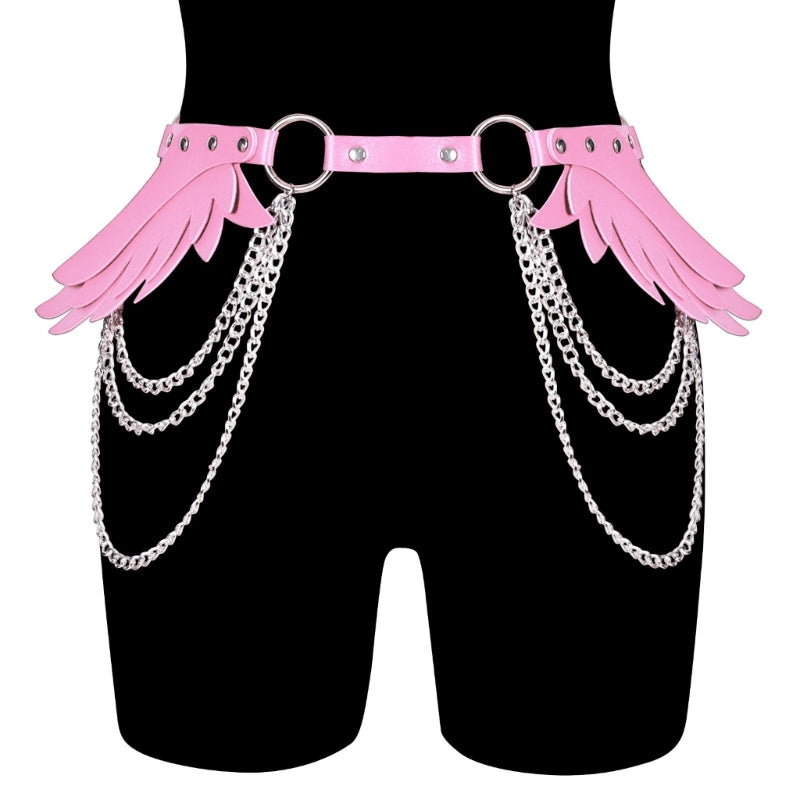 Y2k Style Angel Wing Rivet Waist Belt PU Universal Belt Hot Girl Women Waist Belt for Coat Skirts Jeans Decorative
