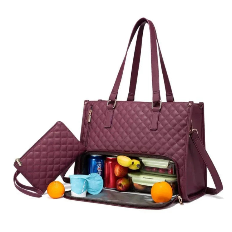 Convenient Commute 2025 New Lunch Bag Women's Insulated Lunch Box Women's Leak-proof Large Purse Diagonal Computer Storage