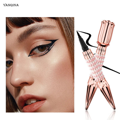 Precision Liquid Eyeliner Pen - Long-lasting, Waterproof, Transfer-proof, Quick-Dry Black Eyeliner with Sparkling Design