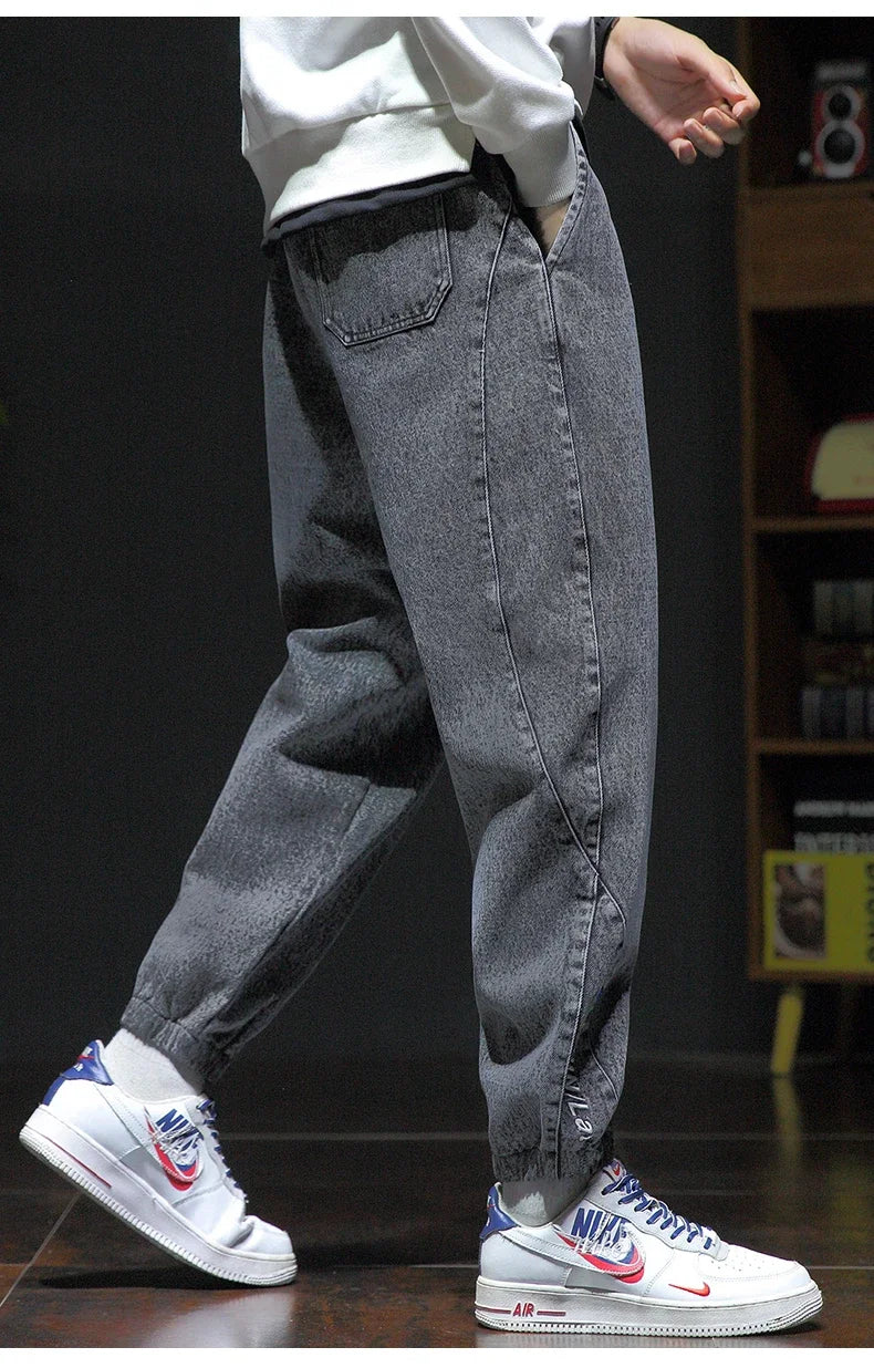 New Style Spring Summer Black Blue Cargo Jeans Men Streetwear Denim Jogger Pants Male Baggy Harem Jean Trousers Large Size M-8XL