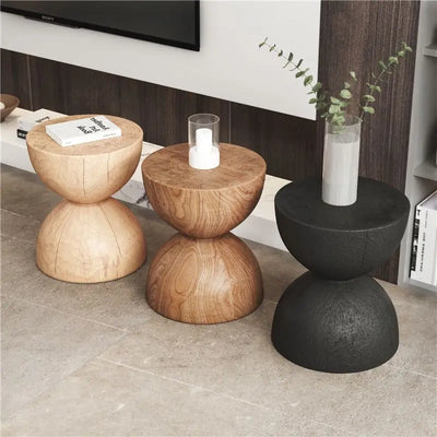 Solid Wood Stump Stool Rustic Wooden Pier Side Table Nordic Round Log Seat Boho Home Decor Accent Creative Living Room Footrest