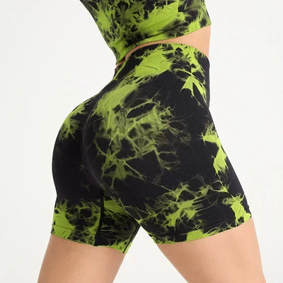 Women's Tie Dye Quick Drying Yoga Shorts Peach Hip Compression Shorts High Waisted Tight Fitting Sports Shorts  Yoga Specific
