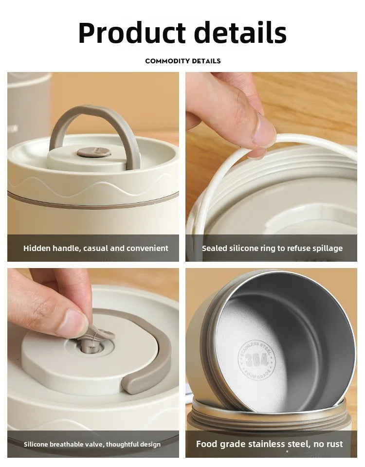 Microwavable Portable Insulated Food Container Lunch Box Stainless Steel Bento Box Insulated Leakproof Thermal Lunch Bag Set