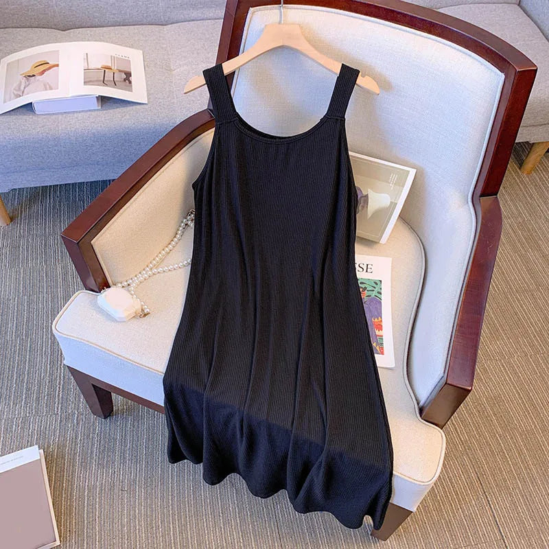 150Kg Plus Size Women Summer Dress 5XL 6XL 7XL 8XL High Stretch Inner Dress