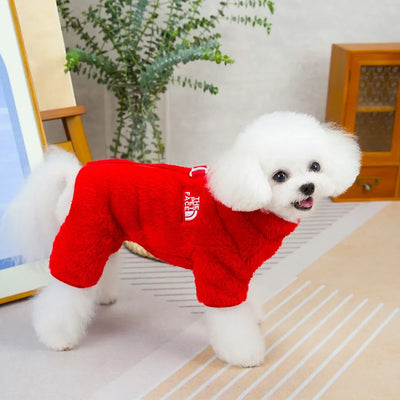 Winter Warm Pet Clothes Thick Warm Plush Dog Coat Jacket with Zipper for Small Dogs Cats Cozy Fleece Jumpsuit Chihuahua Costume