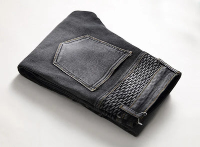 Jeans Men Long Pencil Pants Denim Pant High Waist Slim Fit Simple Zipper Splice Casual Regular Autumn Winter Straight Trousers