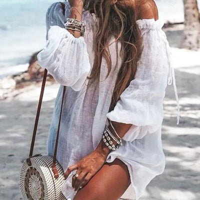New Beach Wear Cover-ups Women White Cotton Tunic Bikini Wrap Skirt Swimsuit Cover Up Bath Dress Summer Sarong plage pareo