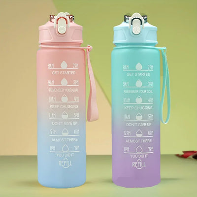 900ml Leakproof Water Bottles with Times To Drink and Straw Motivational Drinking Sports Water Bottle for Fitnes Gym Outdoor