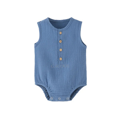 Summer Baby Boy Girl Rompers Muslin Cotton Sleeveless Infant Romper Toddler Jumpsuit Solid Color Newborn Baby Clothing Pajamas