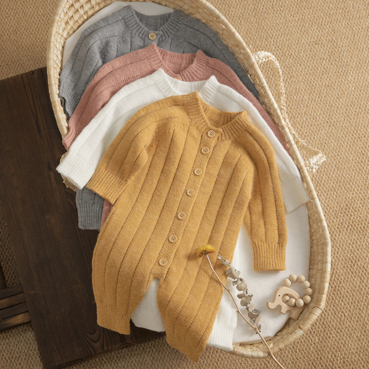 Ma&Baby 0-18M Warm Baby Clothing Knit Romper Newborn Infant Toddler Boy Girl Long Sleeve Jumpsuit + Hat Fall Spring Outfits